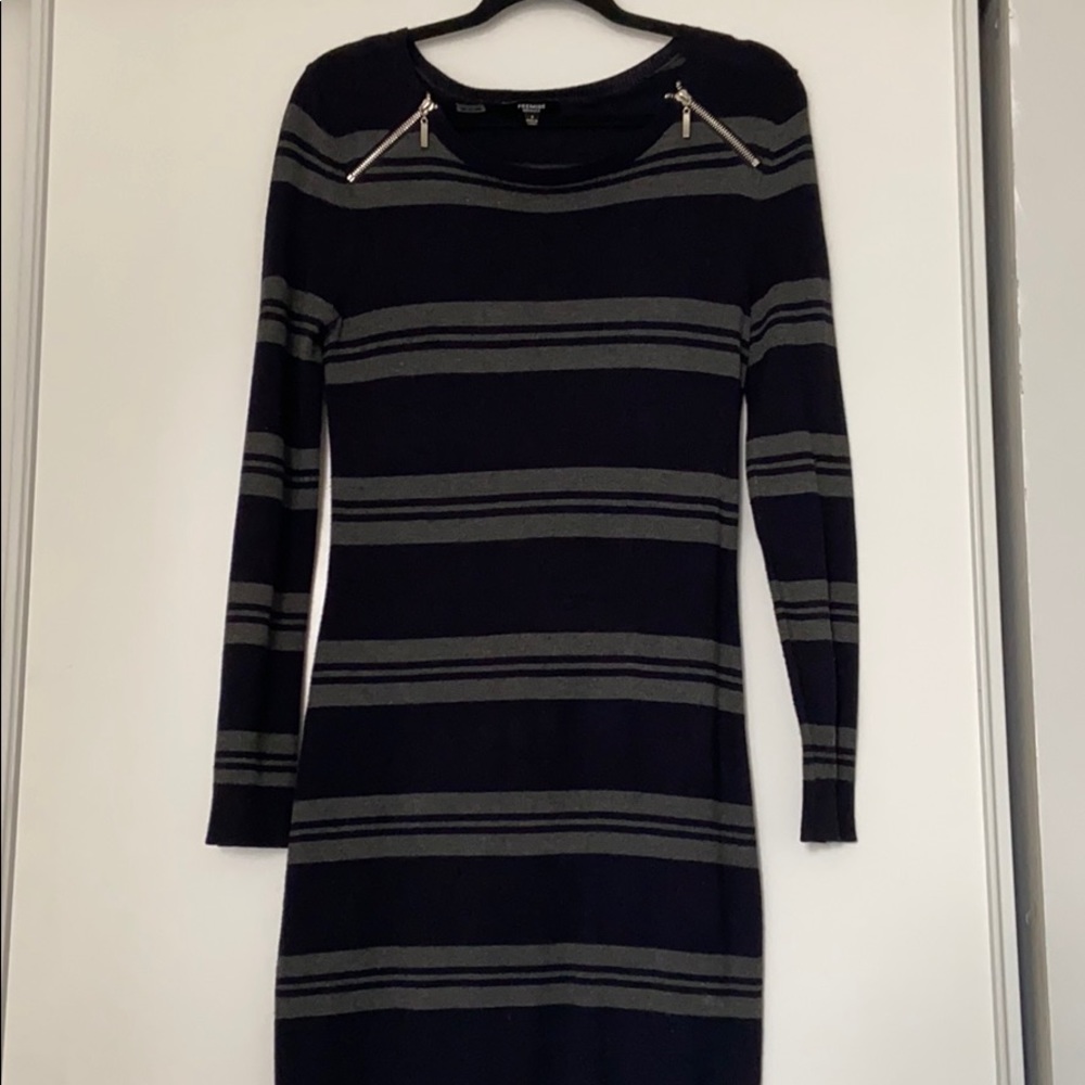 Premise Navy and Grey Striped Sweater Dress, Small